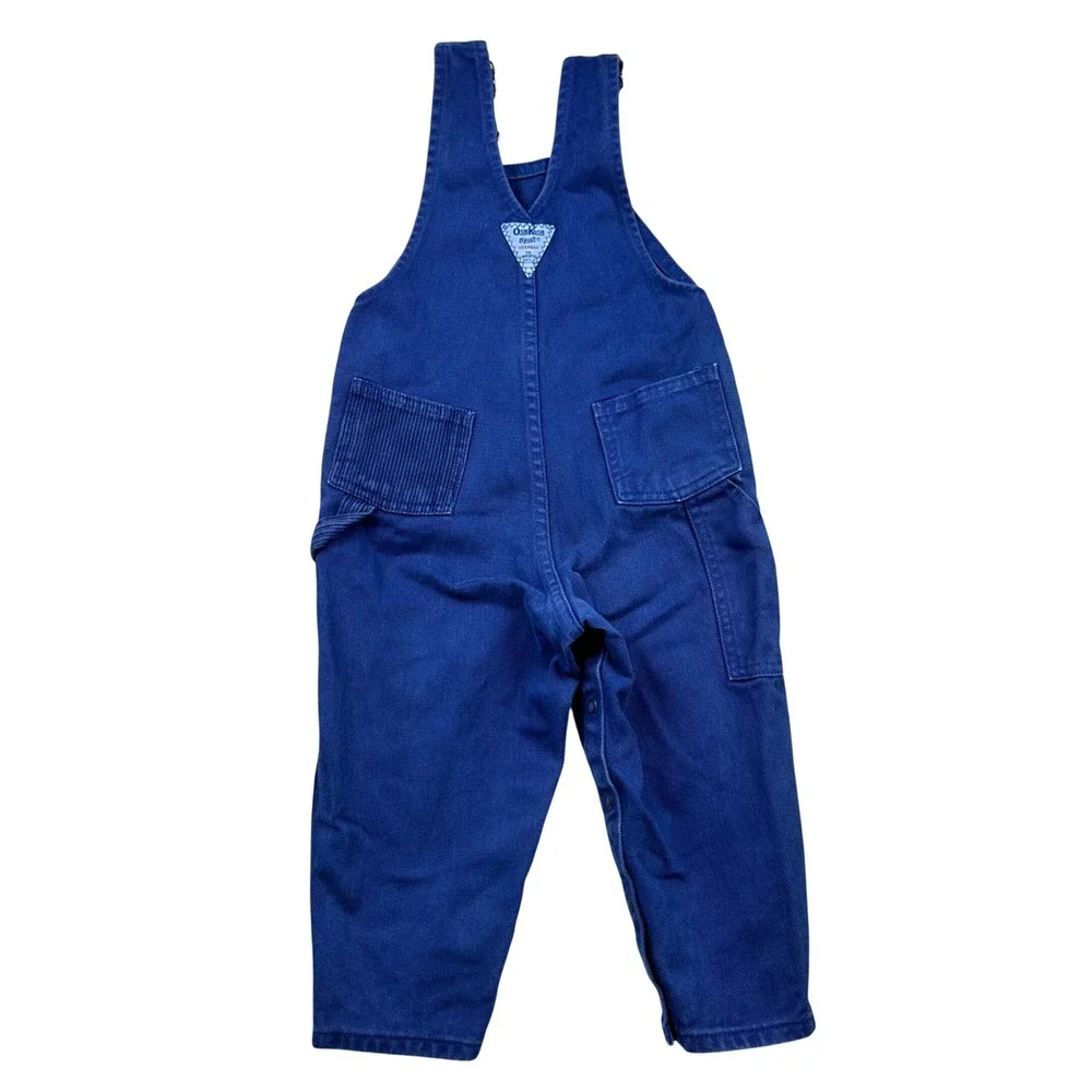 Vintage 1990s OshKosh B'gosh Blue Overalls Toddler 3T Made USA Cotton Snap Leg